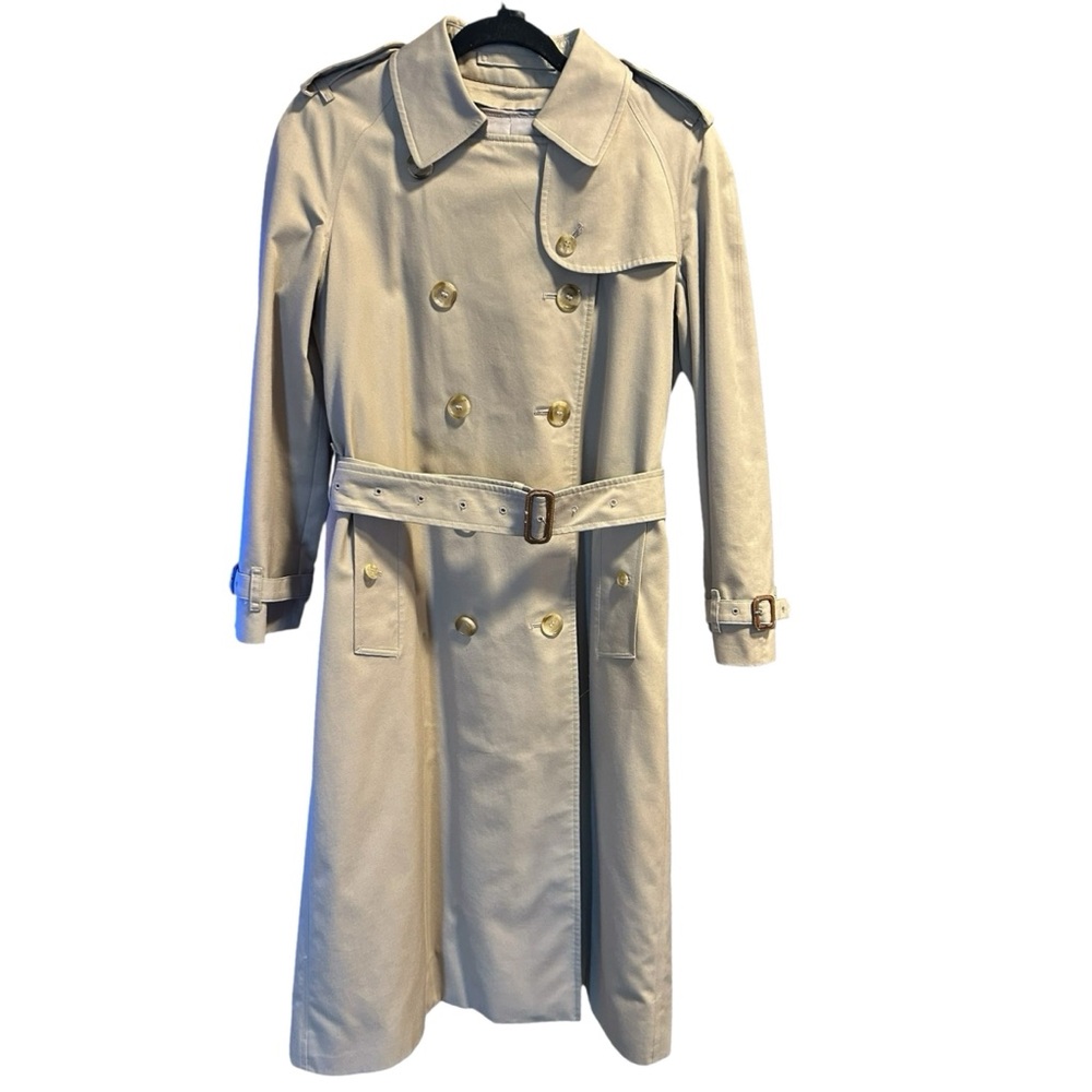 Vintage Burberrys Double-Breasted Trench Coat Nova Check Lining Size 6 Long